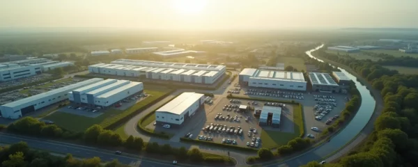 Vue aérienne panoramique du bassin d'emploi de Cholet avec zones d'activités et espaces naturels