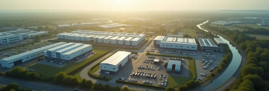 Vue aérienne panoramique du bassin d'emploi de Cholet avec zones d'activités et espaces naturels